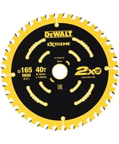 Griešanas disks kokam DeWalt; 165x1,65x20,0 mm; Z40; 18°