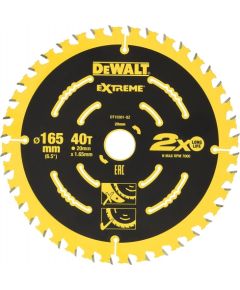 Griešanas disks kokam DeWalt; 165x1,65x20,0 mm; Z40; 18°