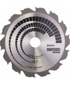 Griešanas disks kokam Bosch CONSTRUCT WOOD; 210x2,8x30,0 mm; Z14; 12°