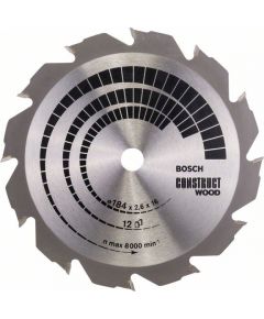 Griešanas disks kokam Bosch CONSTRUCT WOOD; 184x2,6x16,0 mm; Z12; 12°