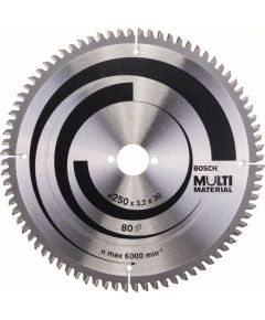 Griešanas disks kokam Bosch MULTI MATERIAL; 250x3,2x30,0 mm; Z80; -5°