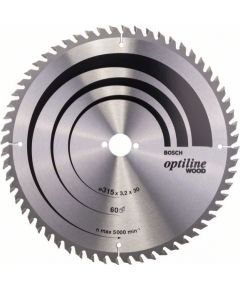 Griešanas disks kokam Bosch OPTILINE WOOD; 315x3,2x30,0 mm; Z60; 10°