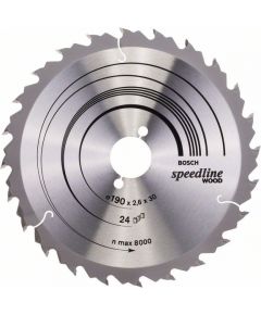Griešanas disks kokam Bosch SPEEDLINE WOOD; 190x2,6x30,0 mm; Z24; 15°