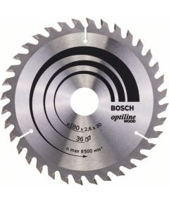 Griešanas disks kokam Bosch OPTILINE WOOD; 180x2,6x30,0 mm; Z36; 15°