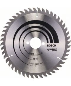 Griešanas disks kokam Bosch OPTILINE WOOD; 190x2x30,0 mm; Z48; 15°