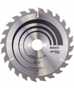 Griešanas disks kokam Bosch OPTILINE WOOD; 200x2,8x30,0 mm; Z24; 15°