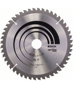 Griešanas disks kokam Bosch OPTILINE WOOD; 216x2x30,0 mm; Z48; -5°