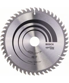 Griešanas disks kokam Bosch OPTILINE WOOD; 210x2,8x30,0 mm; Z48; 15°