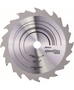 Griešanas disks kokam Bosch SPEEDLINE WOOD; 160x2,4x16,0 mm; Z12; 15°