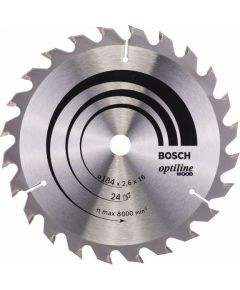 Griešanas disks kokam Bosch OPTILINE WOOD; 184x2,6x16,0 mm; Z24; 15°