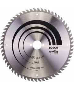 Griešanas disks kokam Bosch OPTILINE WOOD; 250x3,2x30,0 mm; Z60; 15°
