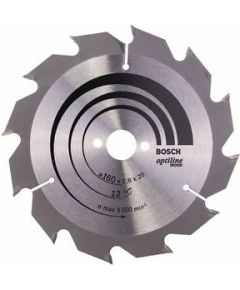 Griešanas disks kokam Bosch OPTILINE WOOD; 160x1,8x20,0 mm; Z12; 15°