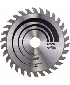 Griešanas disks kokam Bosch OPTILINE WOOD; 130x2,4x20,0 mm; Z30; 15°