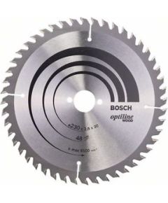 Griešanas disks kokam Bosch OPTILINE WOOD; 230x2,8x30,0 mm; Z48; 15°