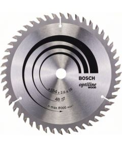 Griešanas disks kokam Bosch OPTILINE WOOD; 184x2,6x30,0 mm; Z48; 15°