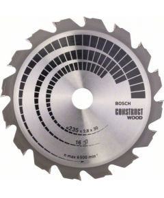 Griešanas disks kokam Bosch CONSTRUCT WOOD; 235x2,8x30,0 mm; Z16; 15°