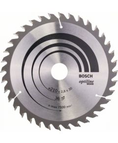 Griešanas disks kokam Bosch OPTILINE WOOD; 210x2,8x30,0 mm; Z36; 15°
