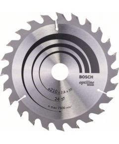 Griešanas disks kokam Bosch OPTILINE WOOD; 210x2,8x30,0 mm; Z24; 15°