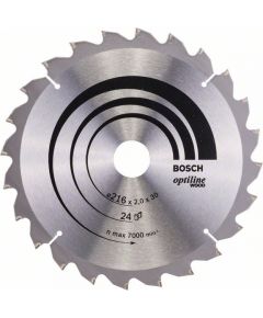 Griešanas disks kokam Bosch OPTILINE WOOD; 216x2x30,0 mm; Z24; -5°