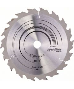 Griešanas disks kokam Bosch SPEEDLINE WOOD; 160x2,4x16,0 mm; Z18; 15°