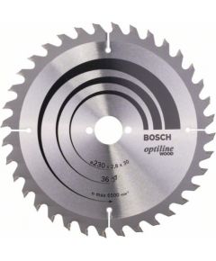 Griešanas disks kokam Bosch OPTILINE WOOD; 230x2,8x30,0 mm; Z36; 15°