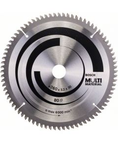 Griešanas disks kokam Bosch MULTI MATERIAL; 260x3,2x30,0 mm; Z80; -5°