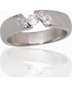 Серебряное кольцо #2101797(PRh-Gr)_CZ, Серебро 925°, родий (покрытие), Цирконы, Размер: 18, 4.8 гр.