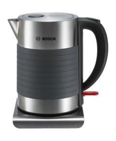 Bosch TWK7S05 Standard kettle, Stainless steel/Plastic, Grey, 2200 W, 360° rotational base, 1.7 L