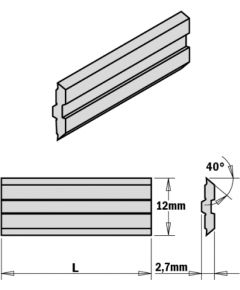 Ēveles asmeņi CMT 795.640.12; 640x12x2,7 mm; 2 gab.