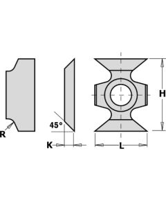 Ēveles asmeņi CMT 790.160.00; 16x22x5 mm; 45°; HW-HC; 1 gab.