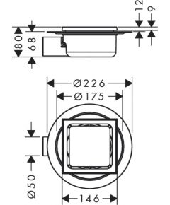 Hansgrohe dušas traps RainDrain Spot Complete, 150/150 mm, DN50, horizontāls