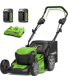 Akumulatora zāles pļāvēja pašgājējs Greenworks GD24X2LM46SPK4x; 2x24 V; 2x4,0 Ah akum.