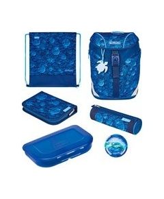 Herlitz SoftLight Plus GreenLine Deep Sea, school bag (blue, incl. filled 16-piece school case, pencil case, sports bag)