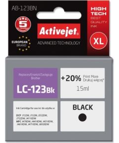 Activejet AB-123BN ink for Brother printer; Brother LC123Bk/LC121Bk replacement; Supreme; 15 ml; black
