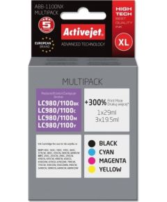 Activejet ABB-1100NX Brother Printer Ink, Compatible with Brother LC1100/980;  Supreme;  1 x 29 ml, 3 x 19.5 ml;  black, purple, blue, yellow. Prints 300% more.