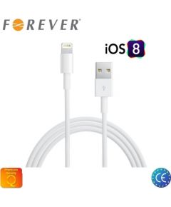 Forever USB Datu un uzlādes Kabelis uz Lightning iPhone 5 5S 6 iPhone SE Balts 3m (MD818 Analogs) (EU Blister)