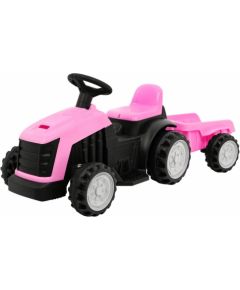 Bērnu traktors ar piekabi, rozā