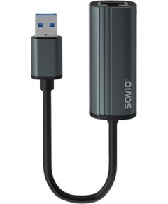 SAVIO Adapter USB-A 3.1(M) to RJ-45 Gigabit Ethernet (F), 1000 Mbps, AK-55, grey