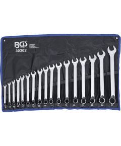 Bgs Technic BGS 30302 | Open-Ended Spanner Set | 17 Pieces | Offset | SW 8 - 27 mm | Includes Tetron Roll-Up Bag | Combination Spanner