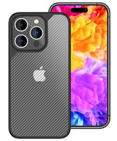 (Ir veikalā) Silikona vāciņš iPhone 14 Pro NALIA Matte carbon look case anti-fingerprint