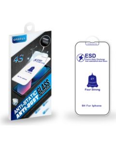 Fusion ESD Anti-Static Dust Proof aizsargstikls pilnam ekrānam telefonam Apple iPhone 13 Mini melns