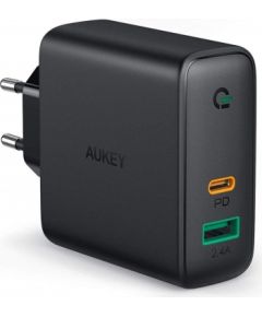 AUKEY PA-D3 mobile device charger Black 1xUSB C | 1xUSB A Power Delivery 3.0 60W 5.4A Dynamic Detect