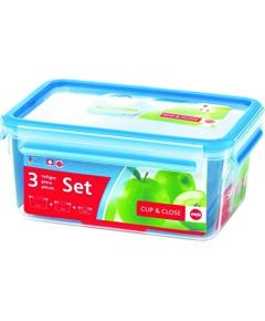 Emsa Clip & Close Food Container Set- Set of 3 - 0.55 / 1.0 / 2.3 L