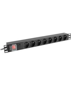 LANBERG POWER STRIP PDU RACK 19" (1U, 16A, 8X 230V PL, 2m)