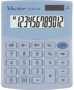 VECTOR OFFICE CALCULATOR, KAV VC-812 LB, LIGHT BLUE