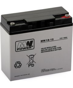 MPL MW POWER MWS 18-12 UPS battery Lead-acid accumulator VRLA AGM Maintenance-free 12 V 18 Ah Black, Grey