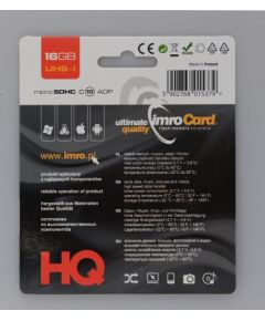 IMRO 10/16G UHS-I ADP memory card 16 GB MicroSDHC Class 10