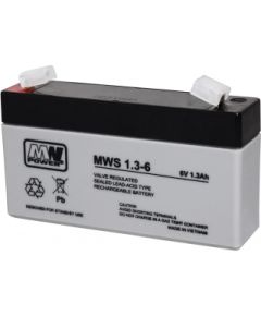 MPL MW POWER MWS 1.3-6 UPS battery Lead-acid accumulator VRLA AGM Maintenance-free 6 V 1,3 Ah Black, Grey