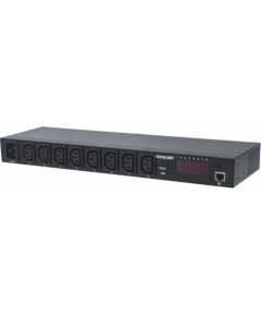 Intellinet 19" Intelligent 8-Port PDU, 19" Rackmountable C13 Intelligent Power Distribution Unit; Monitors Power, Temperature and Humidity (Euro 2-pin plug)