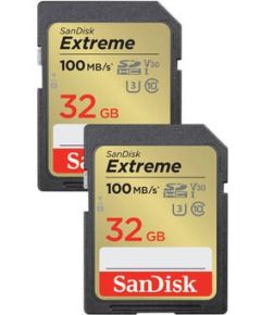 SANDISK Extreme 32GB microSDHC UHS-I, Class 10, U3, V30 - Twin-pack